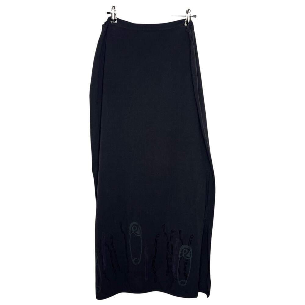 Blue Fish Maxi Skirt Women's 1 16 Black Hand Painted Safety Pin NO ELASTIC